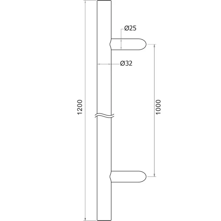 Pochwyt drzwiowy jednostronny okrągły ø32 × 1200 mm – stal AISI 304, satyna, montaż 45° 000-719 (4)