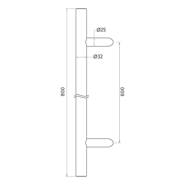 Pochwyt drzwiowy jednostronny okrągły 32×800 mm – stal nierdzewna AISI 304, satyna, mocowanie 45° 000-723 (4)