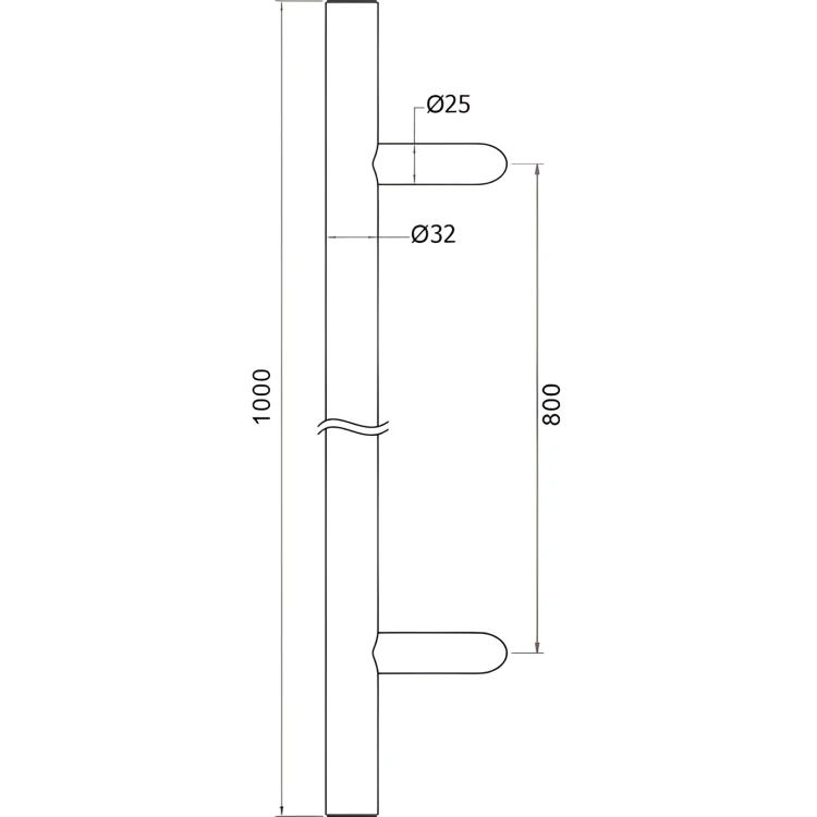 Pochwyt-antaba drzwiowy jednostronny okrągły 45° stal AISI 304 satyna 32×1000 mm 000-752 (4)