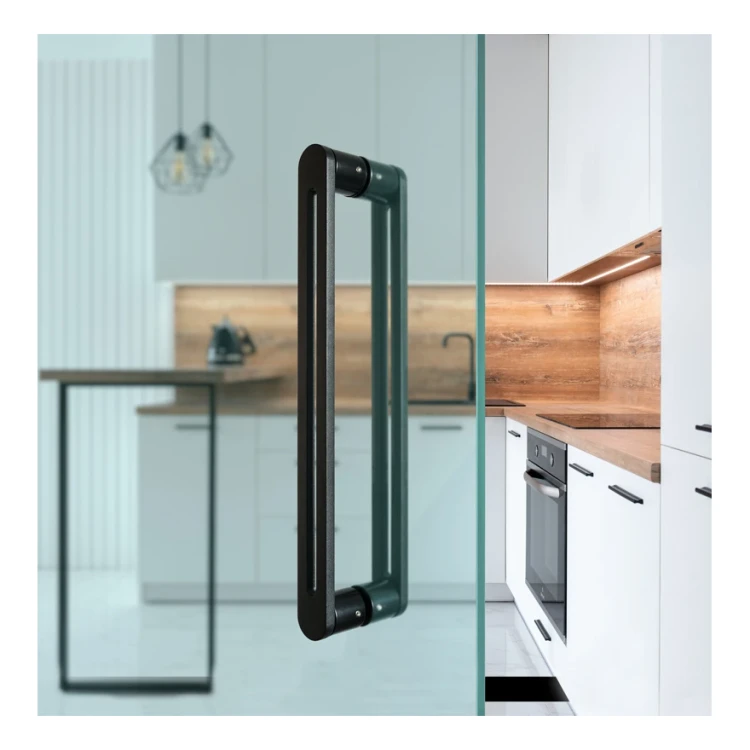 PSG pochwyt drzwiowy dwustronny prostokątny 90° stalowy czarny 40×450 mm 000-768 (6)