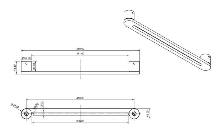 PSG pochwyt drzwiowy dwustronny prostokątny 90° stalowy czarny 40×450 mm 000-768 (7)