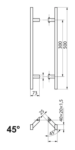 PINOX pochwyt drzwiowy dwustronny prostokątny 40×20 mm czarny satynowy 500 mm 000-735 (2)