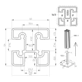 Słupek boczny balustrada 45x45x1100mm szkło 8,72mm czarny aluminium system płaski 000-885 (6)