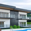 Słupek balustrady środkowy 45x45x1100mm szkło 8,72mm czarny system płaski aluminium 000-886 (7)