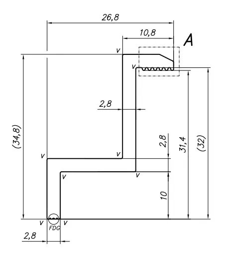 Klema dociskowa boczna H32 Aluminium 6060 Otwór M8 Anodowany PV-03-04 (2)