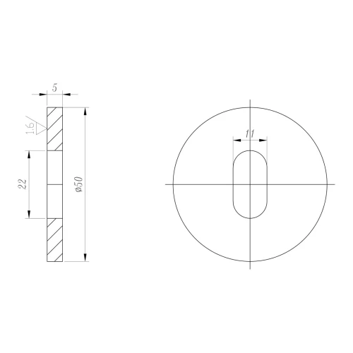 PSG dystans do rotuli punktowych fi 50 mm / 5 mm – otwór fasolka, AISI 304 satyna 000-896 (2)