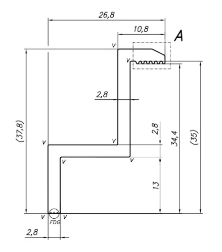 Klema dociskowa boczna H35 Aluminium 6060 Otwór M8 Anodowany PV-03-06 (2)
