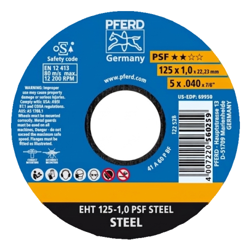 PFERD EHT 125-1,0 PSF Steel – tarcza tnąca do stali 125 x 1,0 mm 000-946 (2)