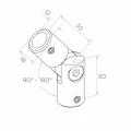 Postal – kolano przegubowe balustradowe 90°–180° do pręta fi 12 mm, AISI 304 satyna 001-146 (2)