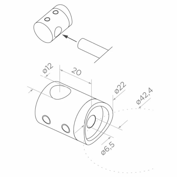 PSG słupek balustradowy narożny stalowy AISI 304 ø42,4 mm H1060 mm z uchwytami na rurki ø12 mm 001-206 (5)