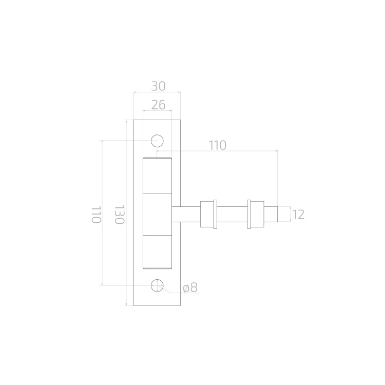 Zawias regulowany bramowy M12 ocynkowany – szyld 130×30 mm 001-417 (2)