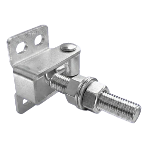 Zawias regulowany gięty M16 do bram i furtek – 180° / 125 mm, ocynkowany