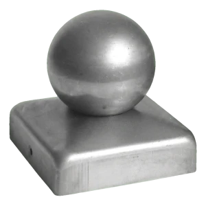 Daszek ogrodzeniowy stalowy 120×120 mm z kulą ozdobną fi 80 mm – surowy