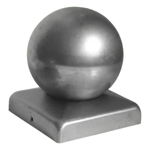 Daszek ogrodzeniowy stalowy z kulą 120×120 mm / fi 100 mm – surowy