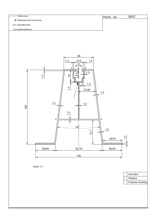 Mostek trapezowy aluminiowy H100 L330 z uszczelką EPDM 2 mm do montażu PV 001-778 (2)