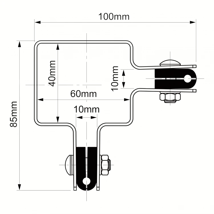 Obejma do ogrodzeniowych paneli narożna 60x40 czarna GPV-700-07 (3)