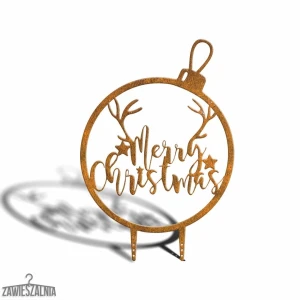 Zawieszalnia – ozdoba ogrodowa Bombka Merry Christmas XL 77 cm ze stali corten