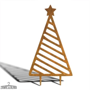 Zawieszalnia choinka dekoracyjna ogrodowa XXL 92 cm – stal corten, wzór w paski