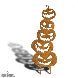 Zawieszalnia – ozdoba ogrodowa Stracho Dynie XL 78 cm, dekoracja halloweenowa ze stali corten