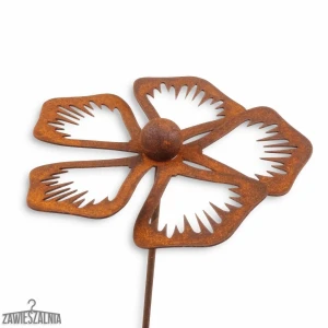 Zawieszalnia – biżuteria ogrodowa 3D Rdzawy Barwinek XL ze stali corten 83 cm
