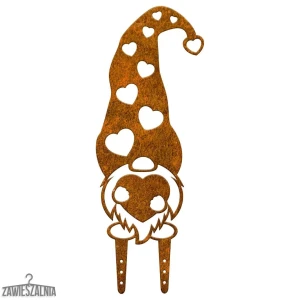 Zawieszalnia – ozdoba ogrodowa krasnal Śpioszek L 20×52 cm stalowy Corten