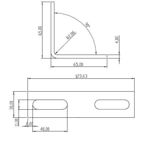Kątownik regulacyjny 65x65 mm ze stali nierdzewnej 1.4016 z otworami M10 PV-08-28 (3)
