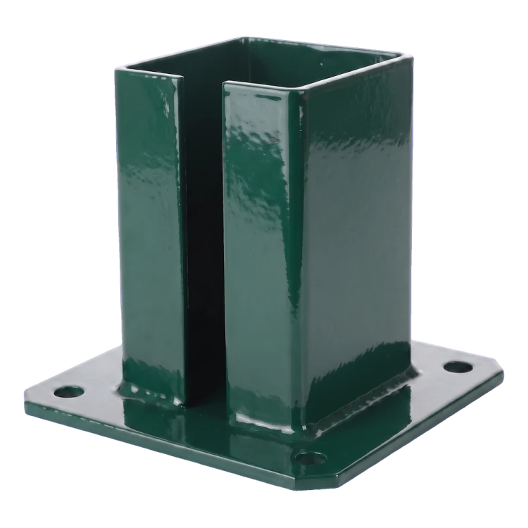 Stalowa podstawa stopka do słupka ogrodzeniowego i bramowego 100×100 mm zielona RAL 6005 000-791 (2)