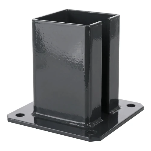 Stalowa podstawa do słupka ogrodzeniowego 100×100 mm – stopka montażowa grafit RAL 7016 000-792 (1)