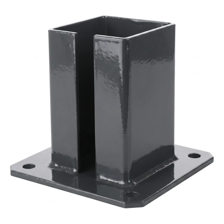 Stalowa podstawa do słupka ogrodzeniowego 100×100 mm – stopka montażowa grafit RAL 7016 000-792 (2)