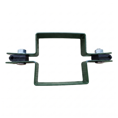 Obejma panelowa ogrodzeniowa pośrednia kwadratowa 80×80 mm zielona RAL 6005 001-614 (2)