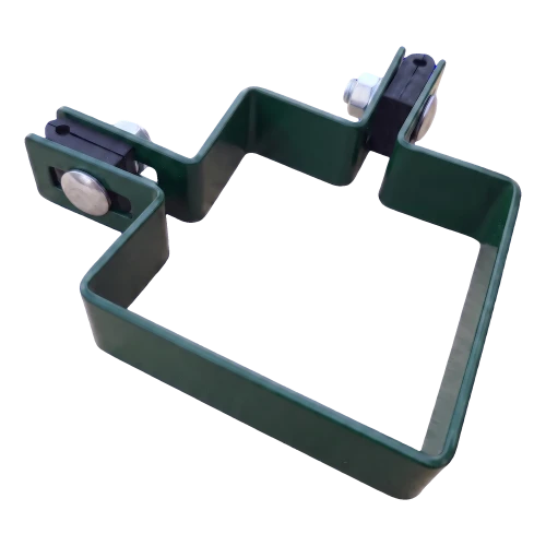Obejma ogrodzeniowa narożna 80×80 mm zielona RAL 6005 – kompletny zestaw montażowy 001-610 (1)