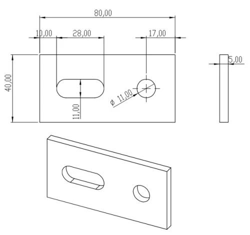 Adapter aluminiowy 40x80x5 PV-07-05 (2)