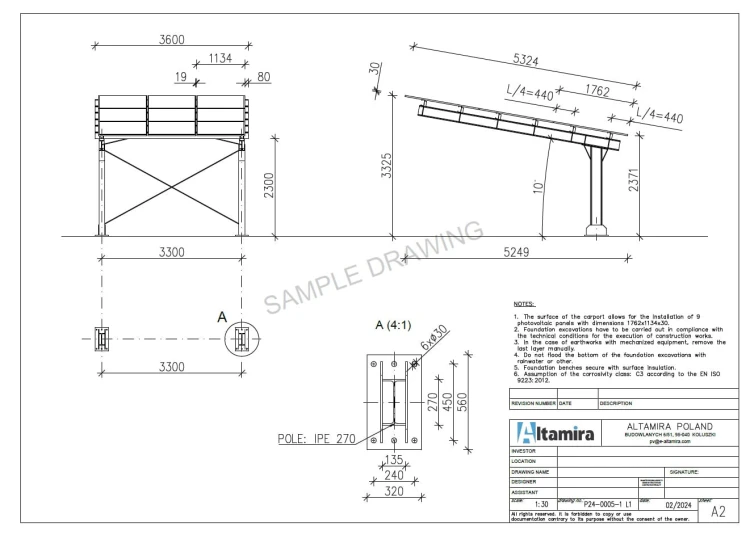 Wiata Samochodowe PV L 5,7m x 3,3m GPV-101-06 (5)
