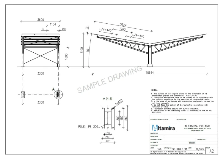 Wiata Samochodowe PV T Eco 11,4m x 3,3m GPV-101-09 (4)