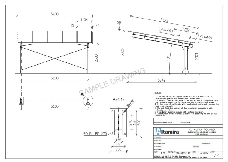 Wiata Samochodowe PV L 5,7m x 5,2m GPV-101-14 (5)