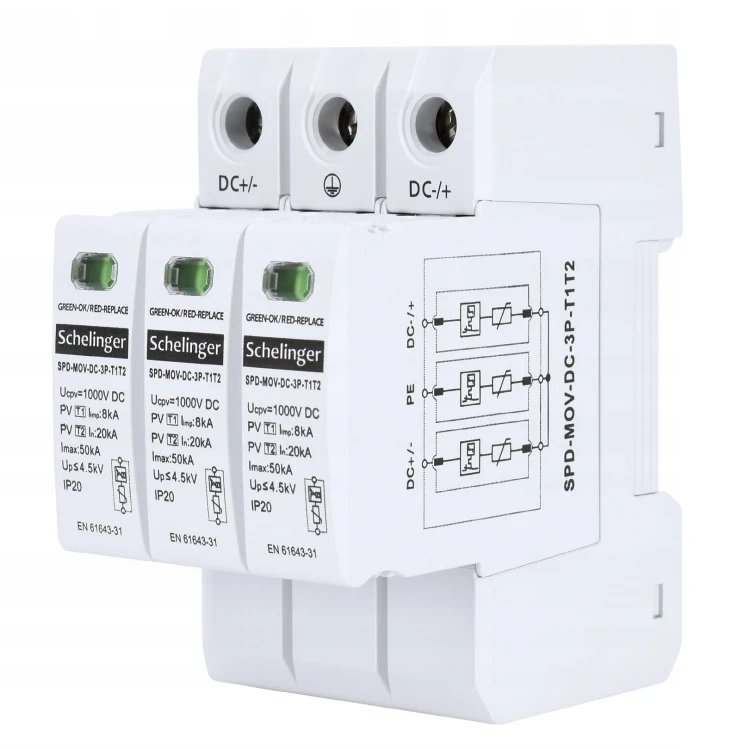 Schelinger Ogranicznik Przepięć 3P 8kA DC 1000V GPV-401-24