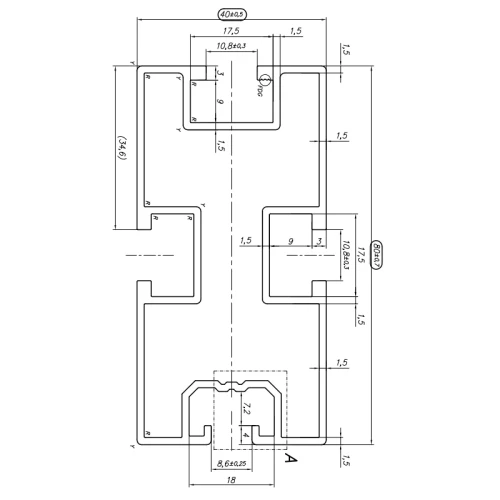 Profil aluminiowy 195cm 80x40 dla śruby sześciokątnej 90443 PV-01-34 (2)