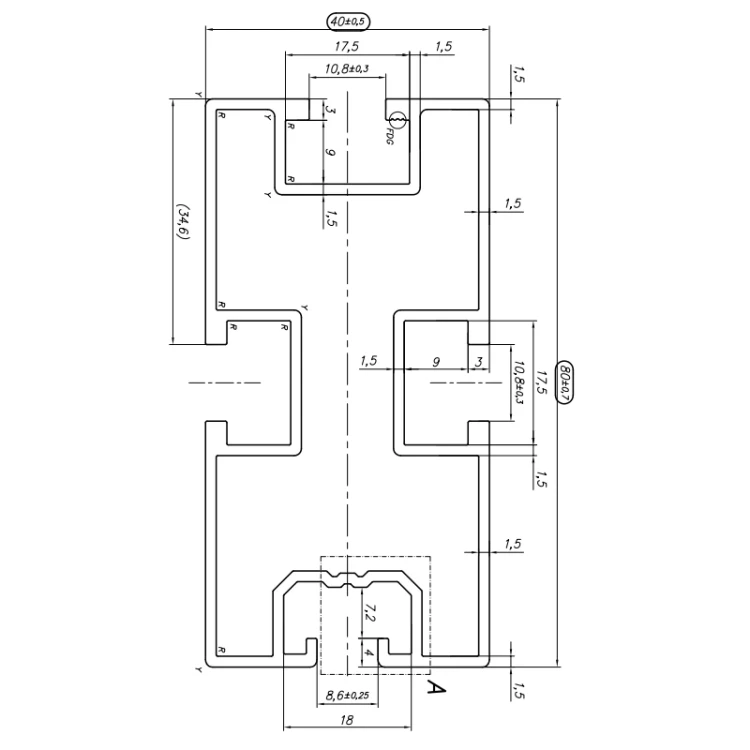 Profil aluminiowy 195cm 80x40 dla śruby sześciokątnej 90443 PV-01-34 (2)