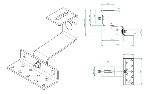 Hak T 120 mm (4-4-4) szerokość 50 gat.1.4016 regulowany VARIO PV-08-41 (2)