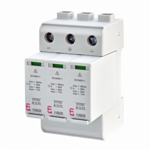 ETI Ogranicznik Przepięć PV DC Typ 2 (Klasa C) 1100V 3P 20kA 3,8kV GPV-401-135