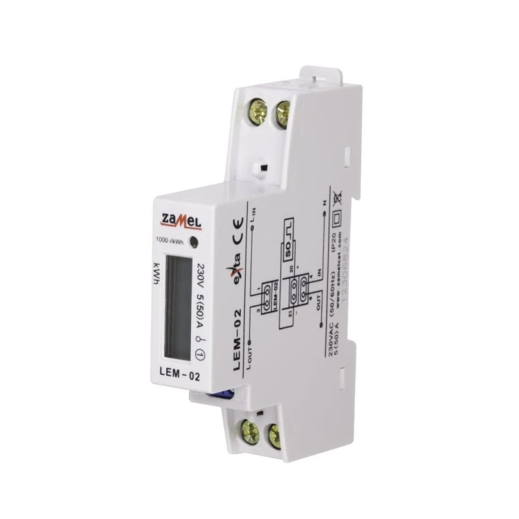 Zamel Licznik Energii Elektrycznej 1-Fazowy LCD 50A 1-MOD GPV-401-184 (3)