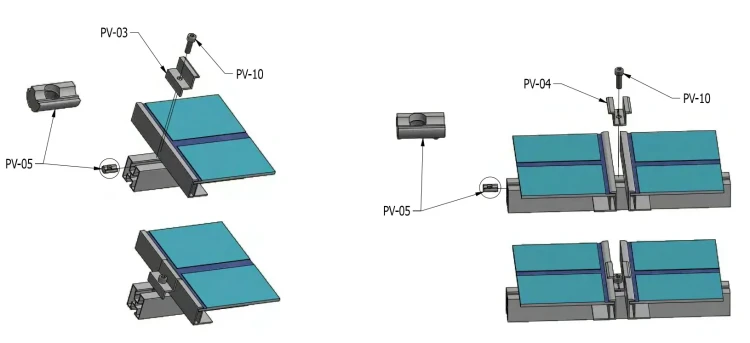 Klema dociskowa środkowa - H24 Aluminium 6060 Otwór M8 Lakierowana PV-04-15 (4)