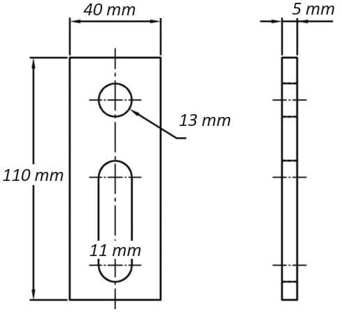 Adapter montażowy M12 110x40x5 gat. 1.4301 PV-07-06 (2)
