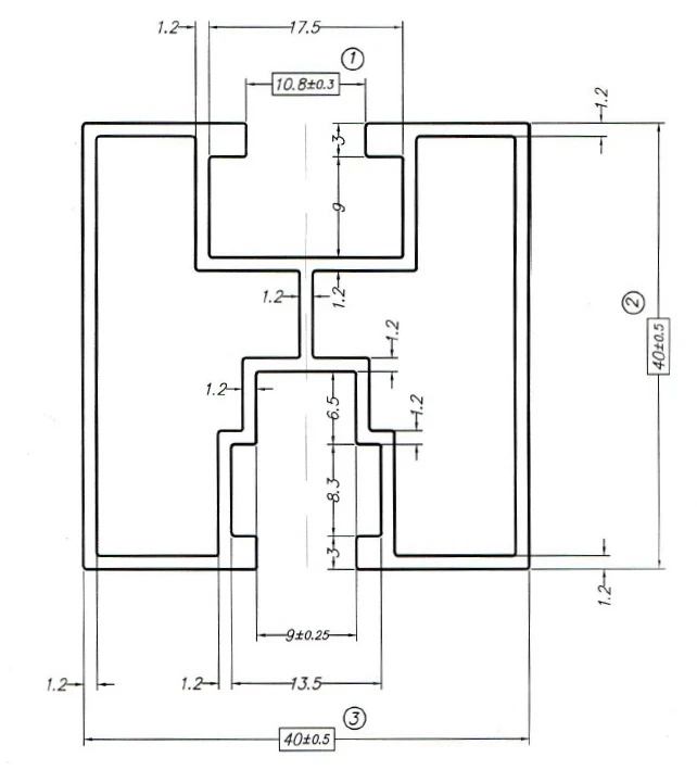 Profil aluminiowy 221cm 40x40 do śrub sześciokątnych Anodowany PV-01-05-AN (4)