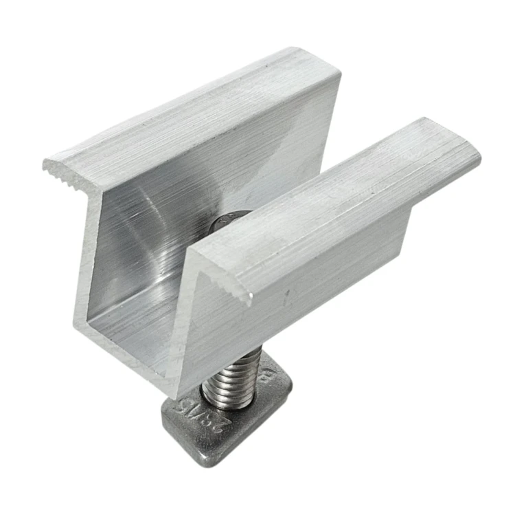 Klema dociskowa środkowa Surowa H25 L50 ze Śrubą M8x20 i Wkładką do paneli 30mm PV-04-16