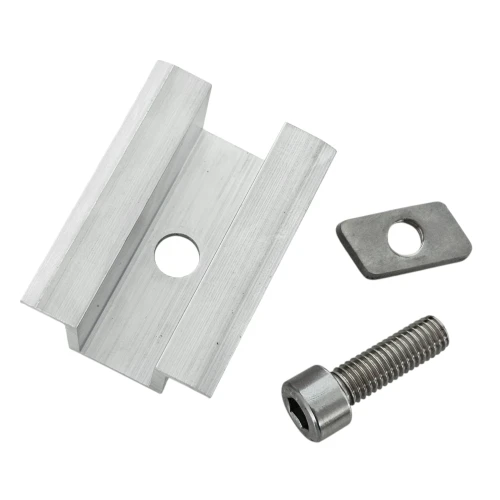 Klema dociskowa środkowa Surowa H25 L50 ze Śrubą M8x20 i Wkładką do paneli 30mm PV-04-16 (2)
