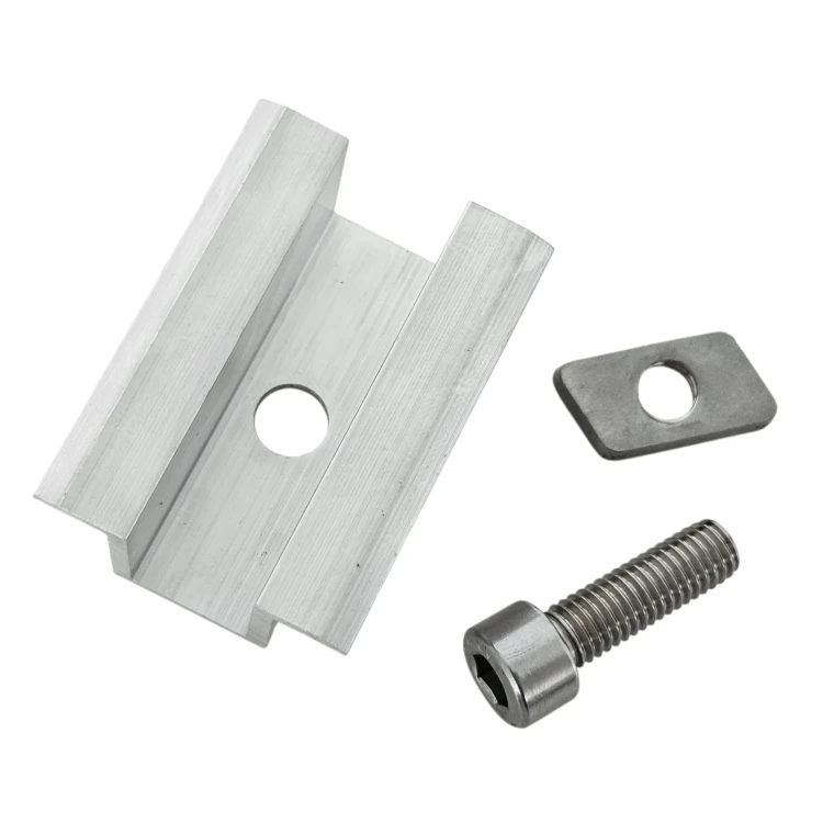 Klema dociskowa środkowa Surowa H25 L50 ze Śrubą M8x20 i Wkładką do paneli 30mm PV-04-16 (2)
