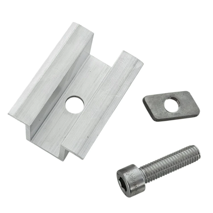 Klema dociskowa środkowa Surowa H25 L50 ze Śrubą M8x25 i Wkładką do paneli 35mm PV-04-17 (2)
