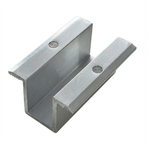 Klema środkowa H25 L50 surowa z dwoma pinami uziemiającymi aluminium 6063-T66 PV-04-19 (1)