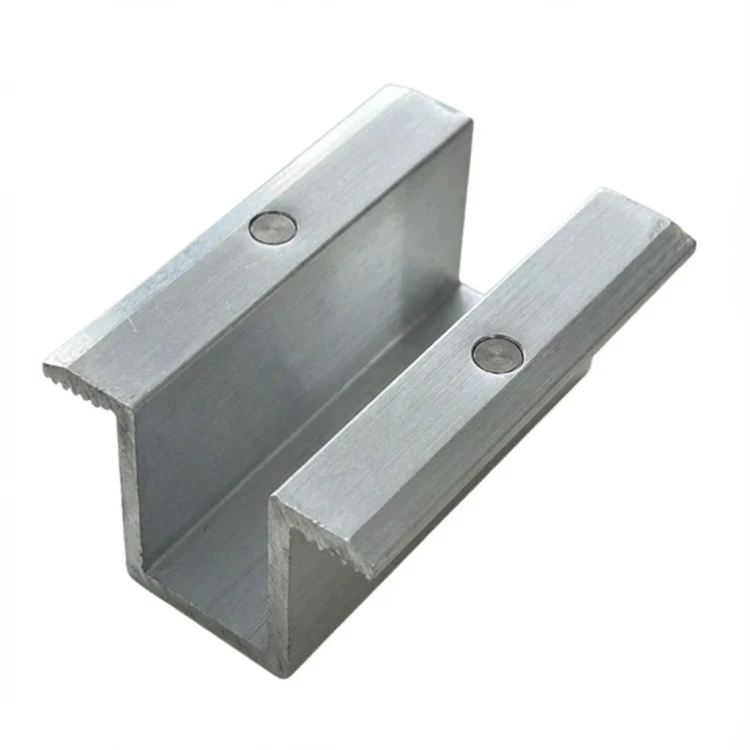 Klema środkowa H25 L50 surowa z dwoma pinami uziemiającymi aluminium 6063-T66 PV-04-19 (1)